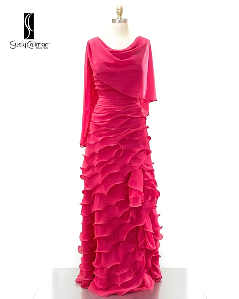 VESTIDO CAPA GREGA E SAIA DE BABADOS